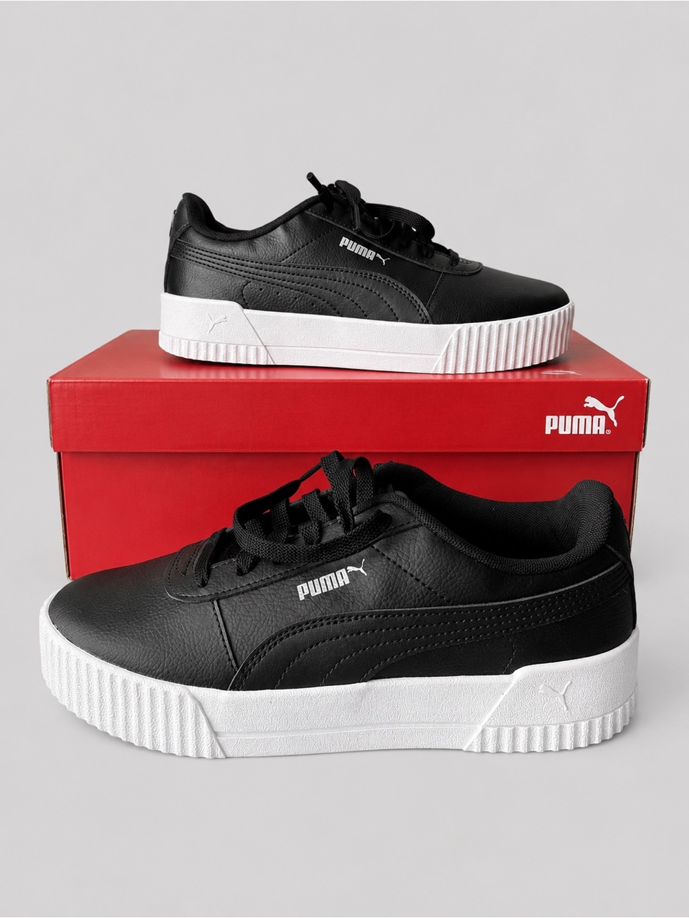PUMA Women's Carina Low Top Lace Up Shoes Sneakers Black Size 8.5 New